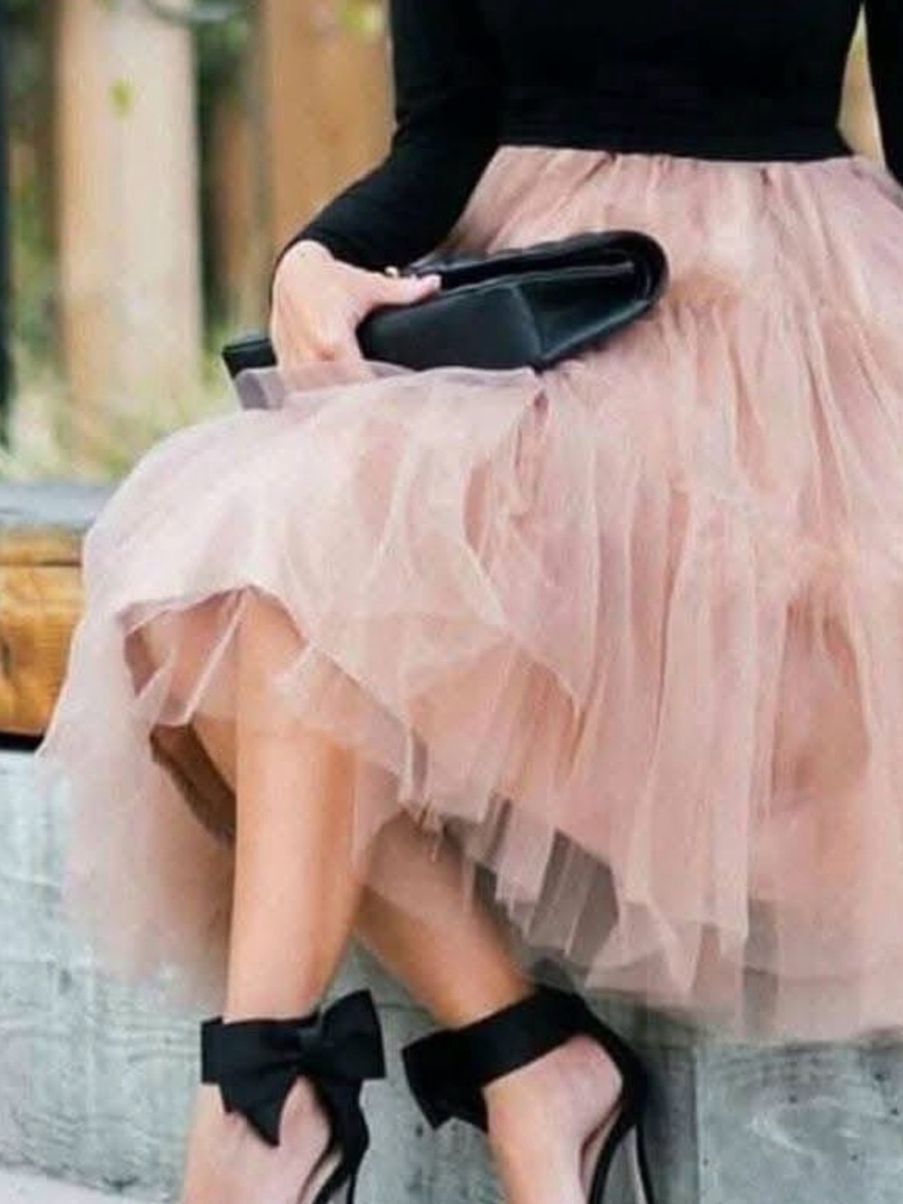 Blush Pink Tulle Midi Skirt Layered Ruffle S/M Elastic Waist